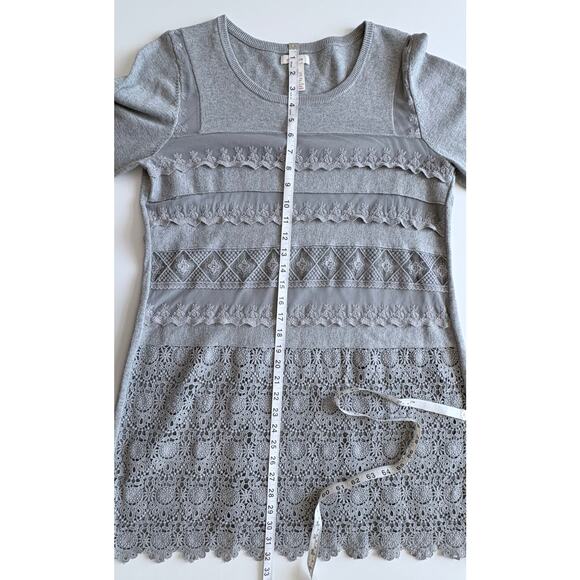 Sundance Gray Lace Overlay Dress Size Large Boho Feminine Cotton Casual Comfort - Picture 7 of 7